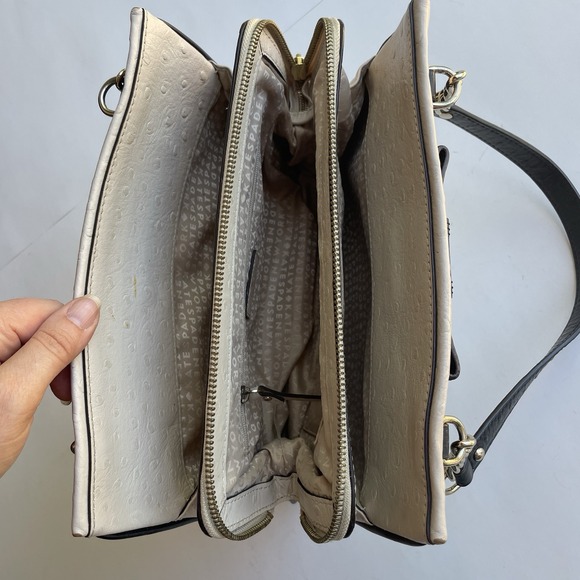 Kate Spade New York Darcy Road Trip Cream Shoulder Satchel Bag Ostrich Embossed - Picture 3 of 16